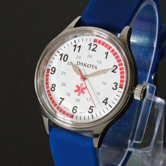 Dakota RN Quartz Nurse Watch Blue Rubber Strap Japanese Movement 35mm - Picture 7 of 13